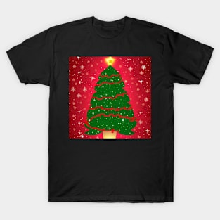 Christmas Tree with snow and stars T-Shirt